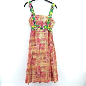 Vintage Viola SZ 8 Y2K Bright Mixed Print Babydoll Tie Waist Lined Skirt Pockets